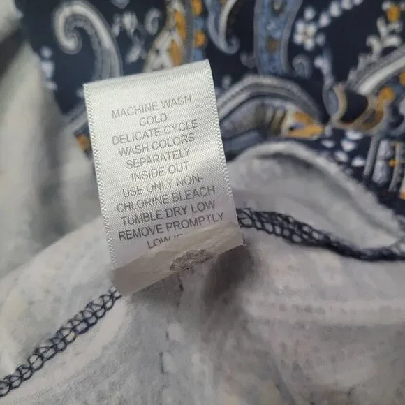 Paisley blue square neck short sleeved top 26/28 maximalist‎ artsy boho - Picture 11 of 11